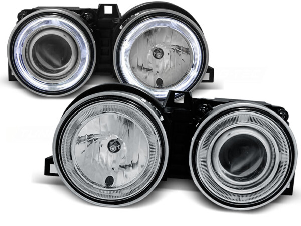 CCFL Angel Eyes Scheinwerfer Set BMW 3er E30 BJ 11/82-06/94 Klar/Chrom