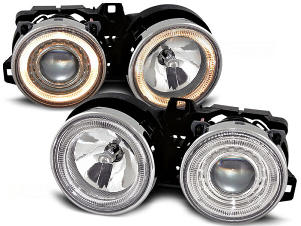 Angel Eyes Scheinwerfer Set BMW 3er E30 BJ 11/82-06/94 Klar/Chrom RHD/LHD