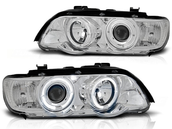 Angel Eyes Scheinwerfer Set H7/H1 BMW X5 E53 BJ 09/99-10/03 Klar/Chrom