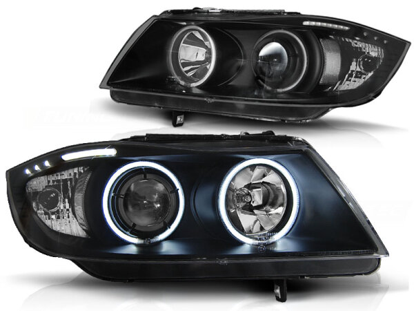 CCFL Angel Eyes Scheinwerfer Set BMW 3er E90/91 BJ 03/05-08/08 Schwarz