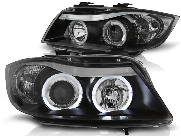 Angel Eyes Scheinwerfer Set BMW 3er E90/91 BJ 03/05-08/08 Klar/Schwarz