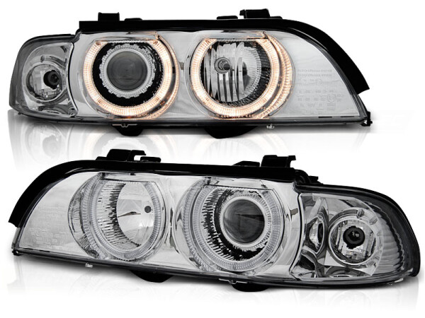 Xenon Angel Eyes Scheinwerfer Set BMW 5er E39 BJ 09/95-06/03 Chrom RHD/LHD