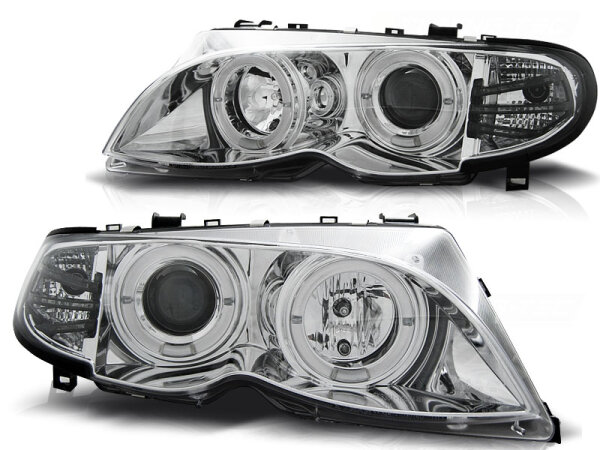 Angel Eyes Scheinwerfer Set BMW 3er E46 Lim/Kombi BJ 09/01-03/05 Klar/Chrom
