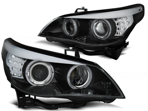 Angel Eyes Scheinwerfer Set BMW 5er E60/61 BJ 03-07 Klar/Schwarz