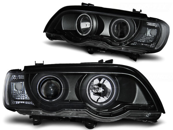 CCFL Angel Eyes Xenon Scheinwerfer Set BMW X5 E53 BJ 09/99-10/03 Klar/Schwarz