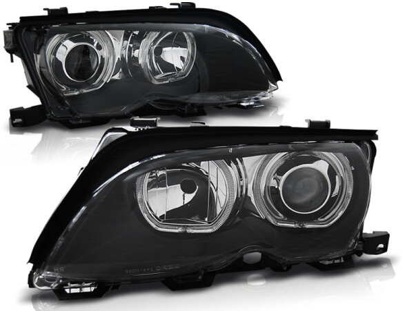 Angel Eyes Scheinwerfer Set BMW E46 Lim/Kombi BJ 09/01-03/05 Schwarz RHD/LHD