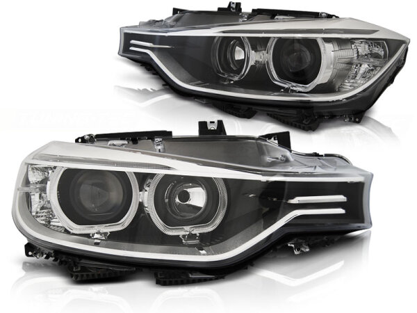 Angel Eyes Scheinwerfer Set mit echtem TFL BMW F30/31 BJ 10/11-05/15 Schwarz