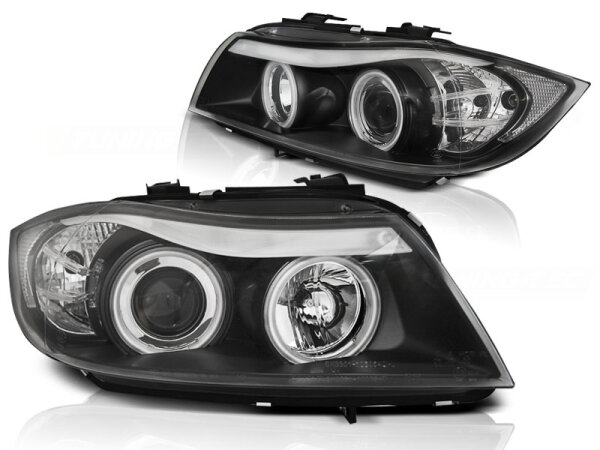 CCFL Angel Eyes Scheinwerfer Set BMW 3er E90/91 BJ 03/05-08/08 Klar/Schwarz