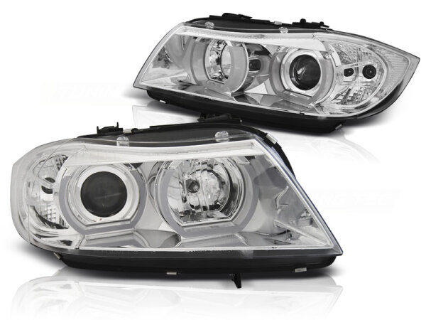 3D LED Angel Eyes Scheinwerfer Set BMW 3er E90/91 BJ 03/05-08/08 Klar/Chrom