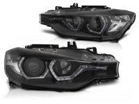 LED Angel Eyes Scheinwerfer Set mit echtem TFL BMW F30/31 BJ 10/11-05/15 Schwarz