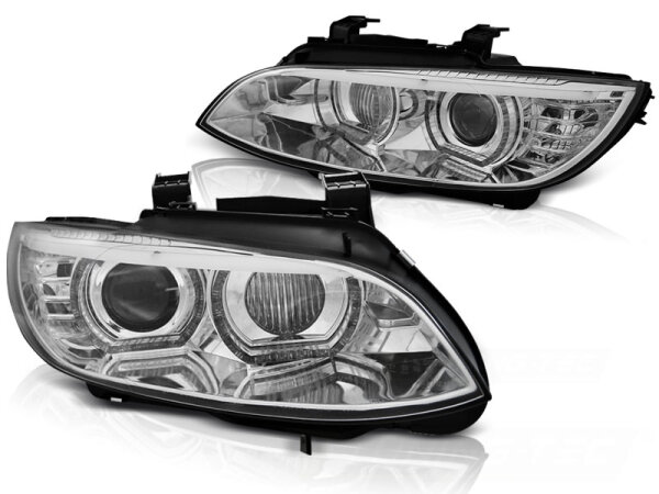 Angel Eyes Xenon Scheinwerfer Set mit echtem TFL BMW E92/93 BJ 06-10 Chrom