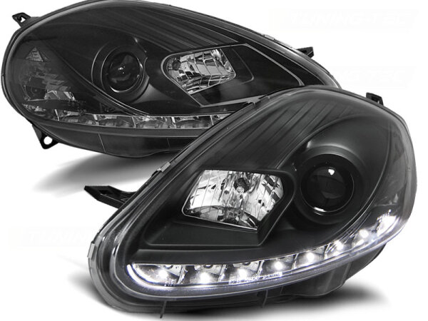 Scheinwerfer Set Tagfahrlicht Optik Fiat Grande Punto BJ 09/05-08 Klar/Schwarz