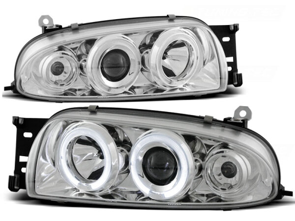 Angel Eyes Scheinwerfer Set Ford Fiesta MK4 BJ 10/95-08/99 Klar/Chrom