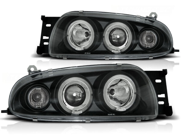 Angel Eyes Scheinwerfer Set Ford Fiesta MK4 BJ 10/95-08/99 Klar/Schwarz