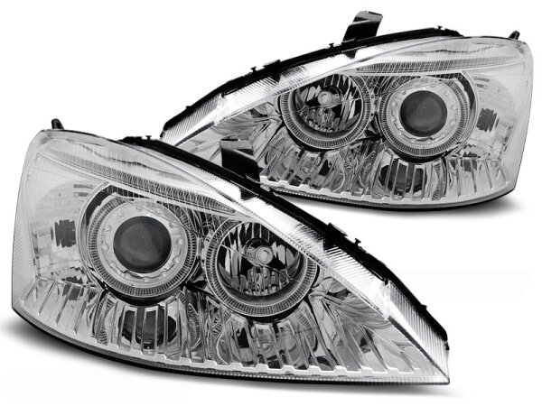 Angel Eyes Scheinwerfer Set Ford Focus BJ 10/98-10/01 Klar/Chrom RHD/LHD