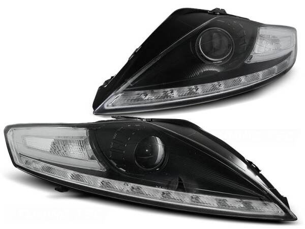 Scheinwerfer Set mit TFL Optik Ford Mondeo BJ 07/07-11/10 Schwarz LED Blinker