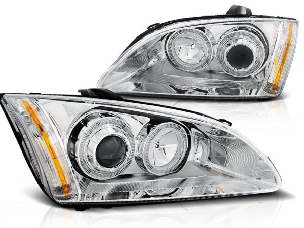 Angel Eyes Scheinwerfer Set Ford Focus II BJ 09/04-01/08 Klar/Chrom RHD/LHD