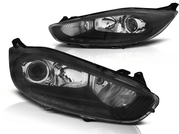 Scheinwerfer Set mit echtem Tagfahrlicht Ford Fiesta MK7 BJ 13-16 Klar/Schwarz
