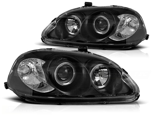 Angel Eyes Scheinwerfer Set Honda Civic BJ 03/99-02/01 Klar/Schwarz