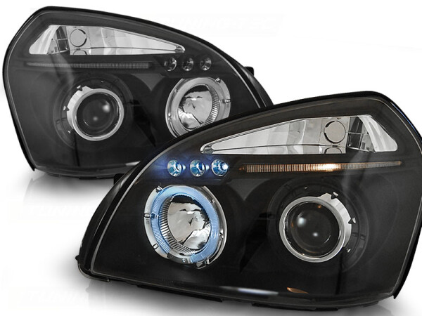 Angel Eyes Scheinwerfer Set Hyundai Tucson BJ 07/04-10 Klar/Schwarz