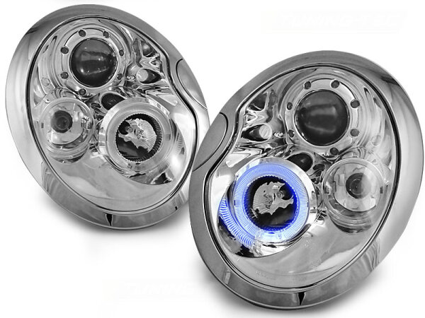 Angel Eyes Scheinwerfer Set Mini Cooper BJ 05/01-10/06 Klar Chrom