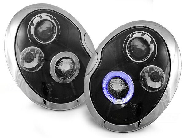Angel Eyes Scheinwerfer Set Mini Cooper BJ 05/01-10/06 Klar Schwarz