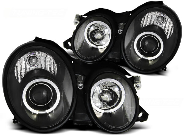 Angel Eyes Scheinwerfer Set Mercedes CLK W208 BJ 03/97-04/02 Klar/Schwarz