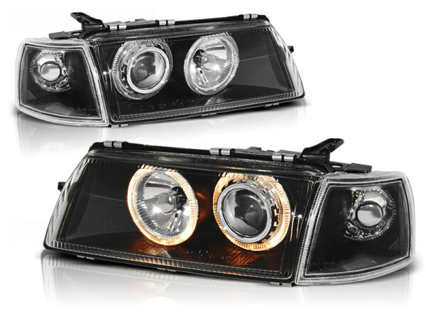 Angel Eyes Scheinwerfer Set Opel Vectra A BJ 09/88-10/95 Klar Schwarz RHD LHD