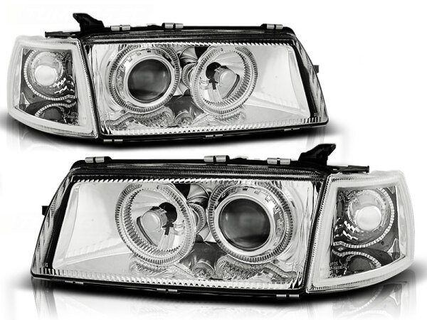 Angel Eyes Scheinwerfer Set Opel Vectra A BJ 09/88-10/95 Klar Chrom RHD LHD