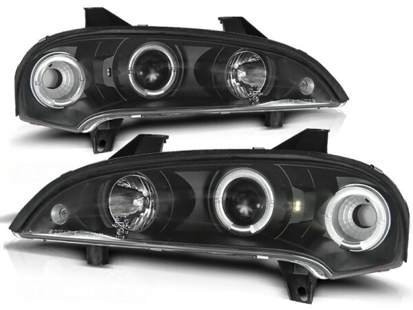 Angel Eyes Scheinwerfer Set Opel Tigra BJ 09/94-12/00 Klar Schwarz