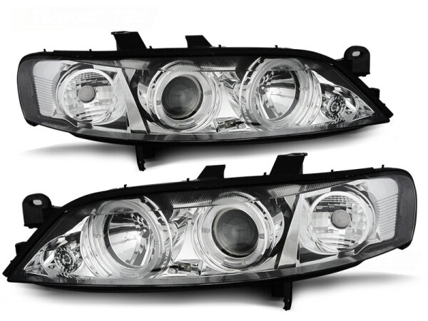 Angel Eyes Scheinwerfer Set Opel Vectra B BJ 99-03/02 Klar Chrom