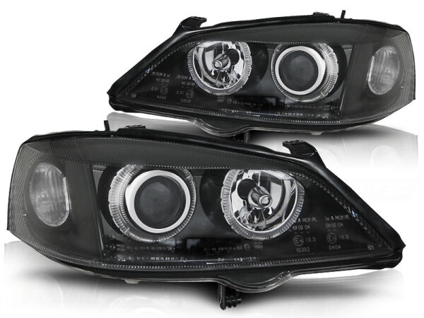 Angel Eyes Scheinwerfer Set Opel Astra G BJ 09/97-02/04 Schwarz RHD LHD