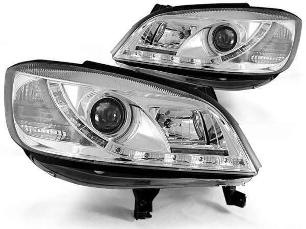 Scheinwerfer Set mit Tagfahrlichtoptik Opel Zafira BJ 04/99-06/05 Klar Chrom