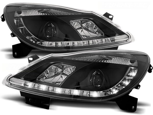 Scheinwerfer Set mit Tagfahrlichtoptik Opel Corsa D BJ 04/06-11 Klar Schwarz