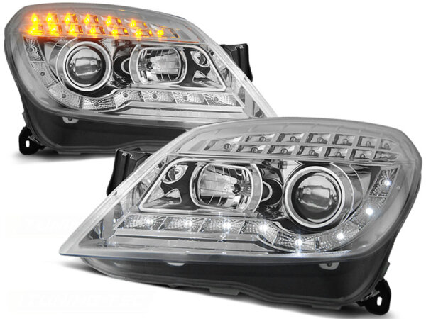 Scheinwerfer Set mit TFL Optik Opel Astra H BJ 03/04-10 Klar Chrom LED Blinker