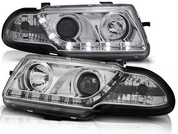 Scheinwerfer Set mit Tagfahrlichtoptik Opel Astra F BJ 09/94-08/97 Klar Chrom