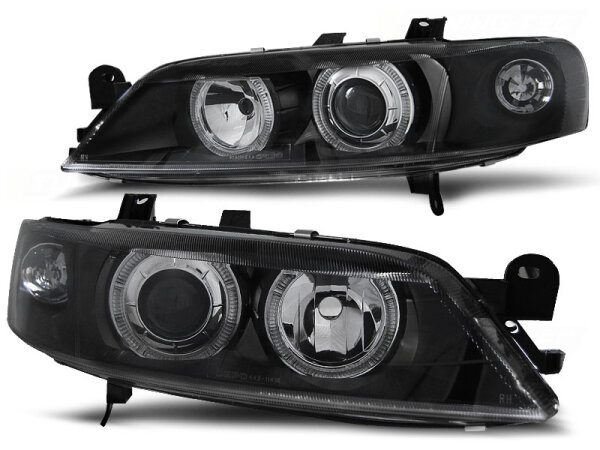 Angel Eyes Scheinwerfer Set Opel Vectra B BJ 99-02 Klar Schwarz RHD LHD