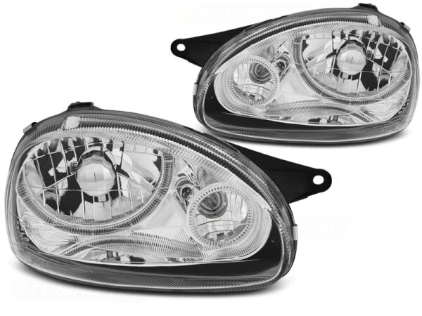 Angel Eyes Scheinwerfer Set H4 Opel Corsa B BJ 02/93-10/00 Klar Chrom