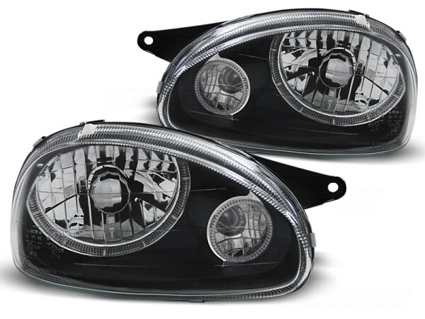 Angel Eyes Scheinwerfer Set H4 Opel Corsa B BJ 02/93-10/00 Klar Schwarz