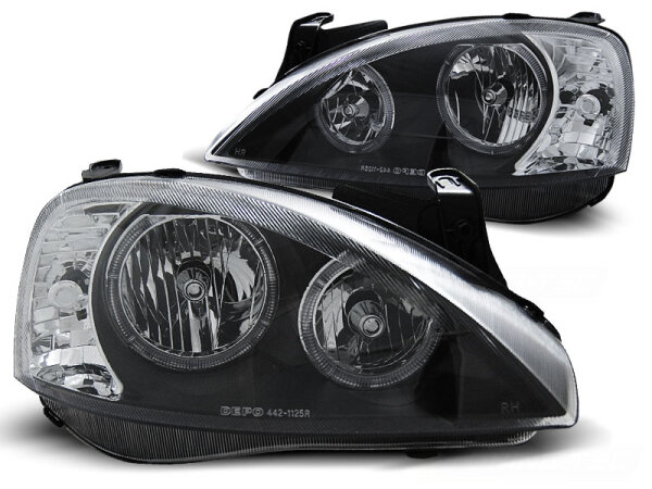 Angel Eyes Scheinwerfer Set H7/H7 Opel Corsa C BJ 11/00-09/06 Klar Schwarz