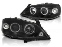 CCFL Angel Eyes Scheinwerfer Set Opel Astra G BJ 09/97-02/04 Klar Schwarz