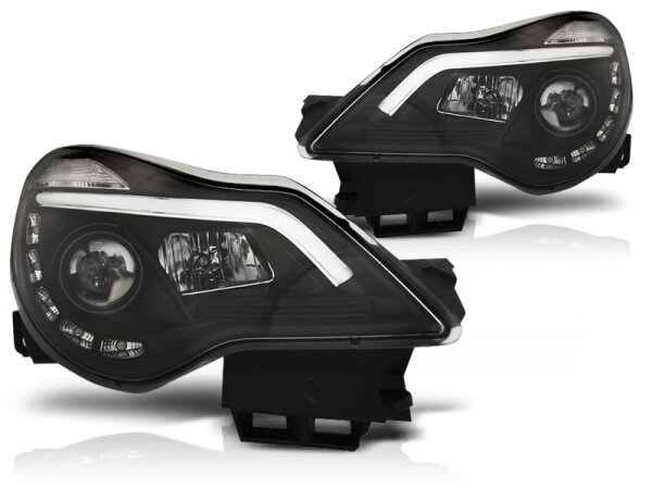 LED TubeLight Scheinwerfer Set mit echtem TFL Opel Corsa D BJ 11-14 Klar Schwarz