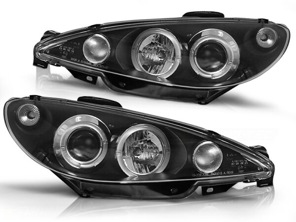 Angel Eyes Scheinwerfer Set Peugeot 206 BJ 10/98-02 Klar Schwarz