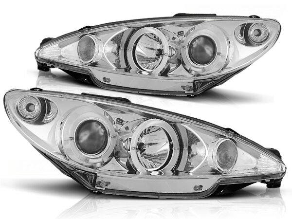 Angel Eyes Scheinwerfer Set Peugeot 206 BJ 10/98-02 Klar Chrom