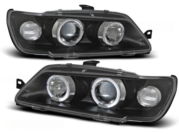 Angel Eyes Scheinwerfer Set Peugeot 306 BJ 02/93-04/97 Klar Schwarz