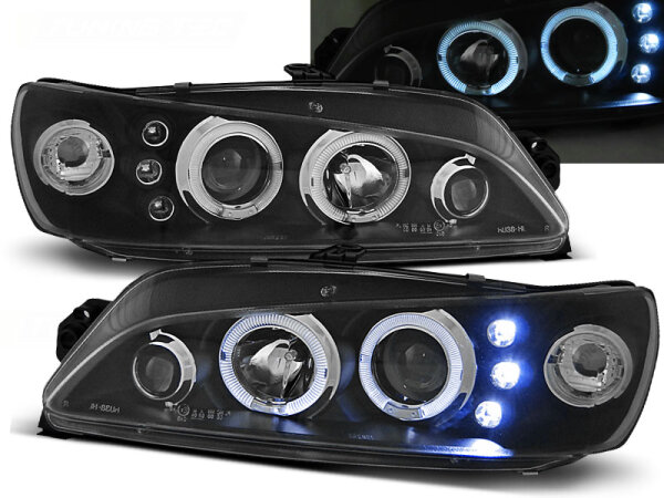 Angel Eyes Scheinwerfer Set mit NBL Peugeot 306 BJ 05/97-03/01 Klar Schwarz
