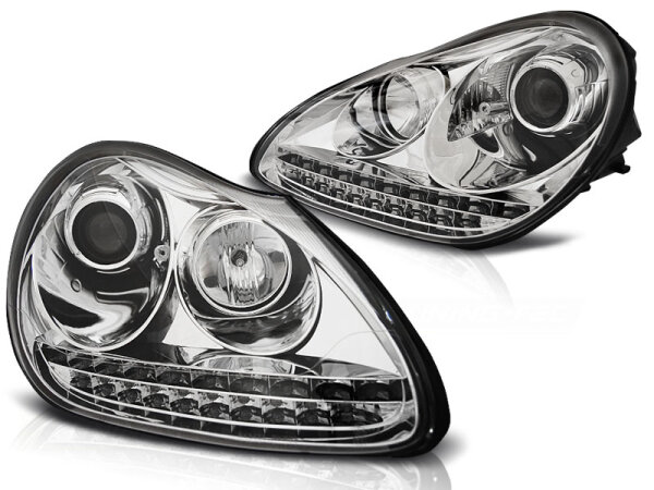 Xenon Scheinwerfer Set Porsche Cayenne BJ 02-06 Klar Chrom LED Blinker