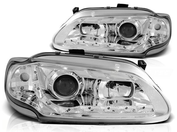 Scheinwerfer Set mit TFL Optik Renault Megane / Scenic BJ 96-02/99 Klar Chrom
