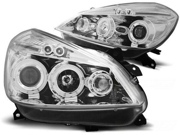 Angel Eyes Scheinwerfer Set Renault Clio III BJ 05-09 Klar Chrom