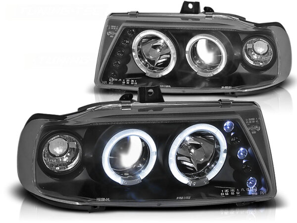 Angel Eyes Scheinwerfer Set Seat Ibiza/Cordoba BJ 10/93-08/99 Klar Schwarz